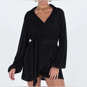 Princess Polly Black PARTY TIME Wrap Dress Size 4